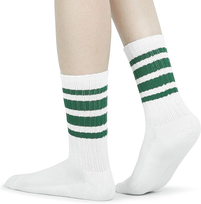 BomKinta Striped Crew Socks Women - Retro Novelty Socks - Stretchy Casual Athletic Cotton Sock Size 5-11