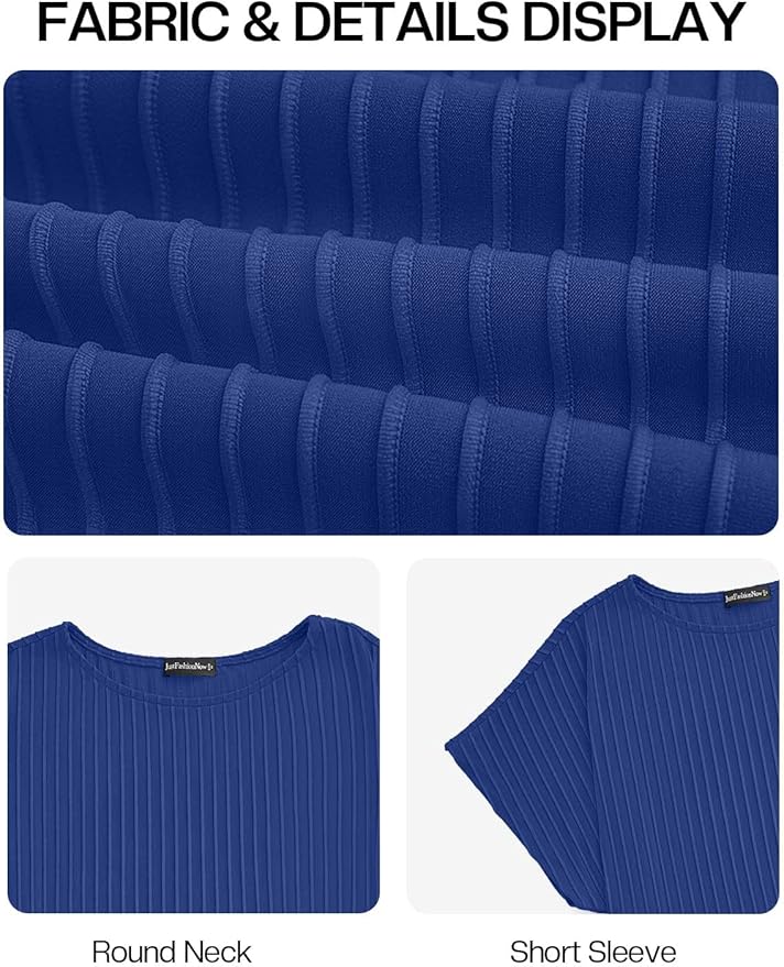 JUSTFASHIONNOW Womens Short Sleeve Blouses Business Casual Tops Crew Neck Basic Tees Textured Work Shirts Cute Office Outfits