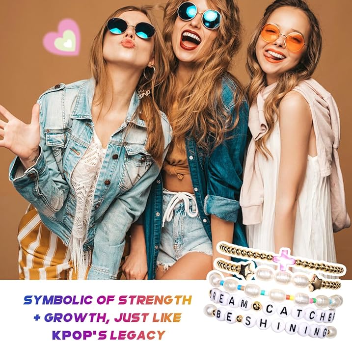 AICase for Korea-Pop Merch Toys Gifts Doll Cosplay Outfit Costume 5 Pcs Stackable Stretch Friendship Beaded K_Pop Bracelets Merchandise Jewelry Gifts for Fans Women Christmas Stocking