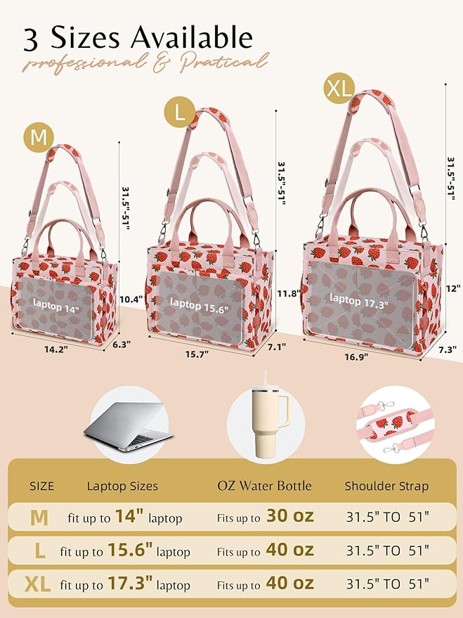 BESBESME Canvas Tote Bag for Women with Zipper & Compartments– Large Work & College Laptop Tote Crossbody Shoulder Bag