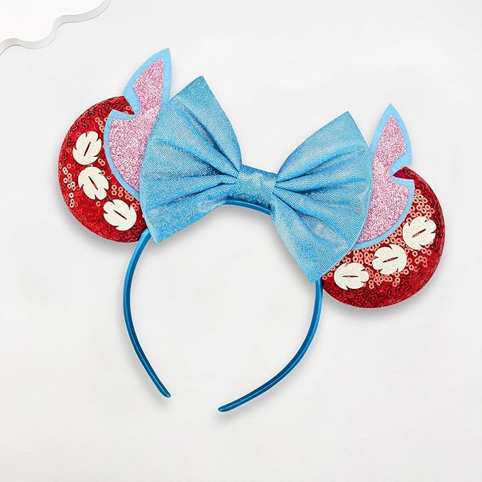 Sequin Mouse Ears Headbands for Women Girls Boys, Glitter Bows Headband for Kids Adults Birthday Party Costume Halloween