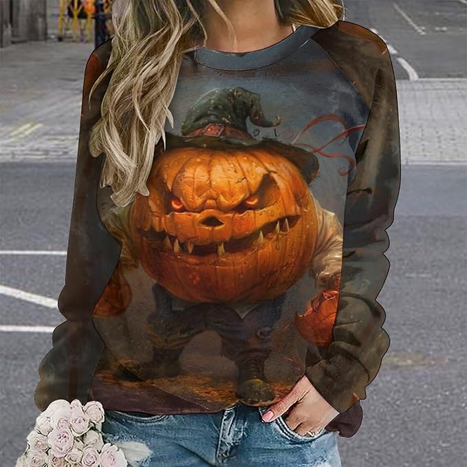 Spatofa Womens novelty funny cat printed crewneck sweatshirt casual loose long sleeve graphic pullover sweatshirts tops