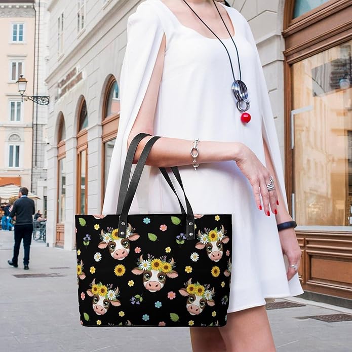 Fashion Leather Tote Bag Travel Work Daily Essentials Handbag Unisex Handbag