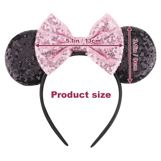 DRESHOW Mouse Ears Bow Headbands Glitter Party Decoration Cosplay Costume for Women