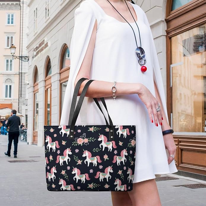 Fashion Leather Tote Bag Travel Work Daily Essentials Handbag Unisex Handbag