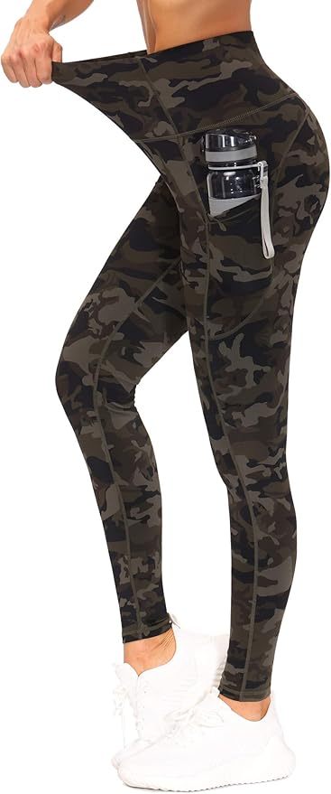 THE GYM PEOPLE Thick High Waist Yoga Pants with Pockets, Tummy Control Workout Running Yoga Leggings for Women