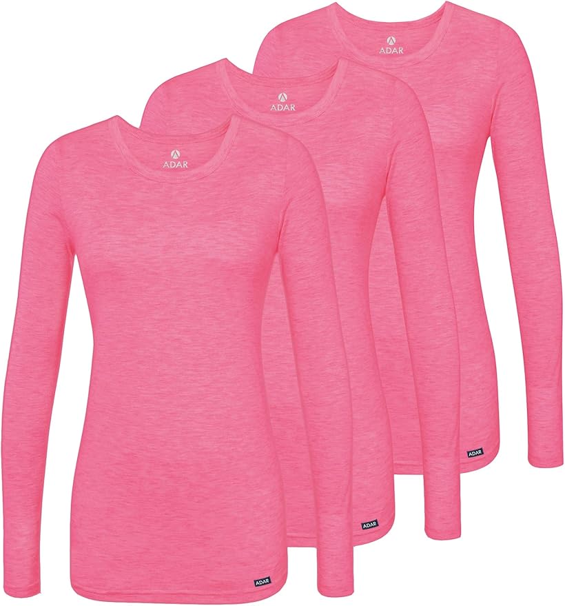 Adar Underscrubs for Women 3 Pack - Long Sleeve Underscrub Comfort Tee