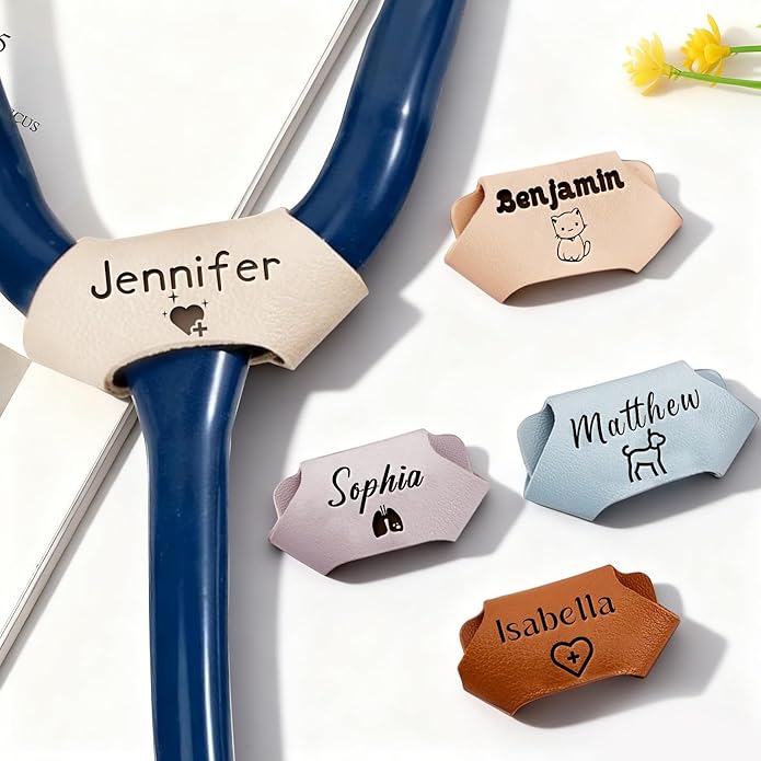 QYH Stethoscope Name Tag Personalized Stethoscope Accessories Custom Nurse Stethoscope Charms Name Tag, Thoughtful Engraved Gift for Nurses, Doctors, Vets & Medical Students