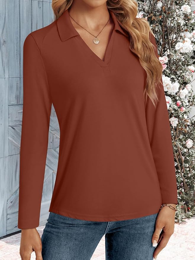 3/4 Length Sleeve Womens Tops Dressy Casual V Neck Polo Shirts Business Work Blouses 2025 Trendy Tunic Top