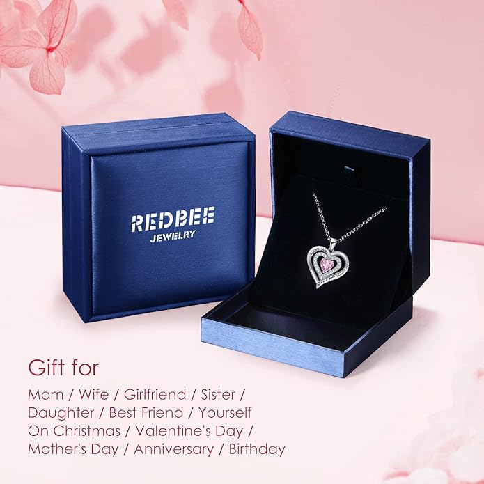 REDBEE Necklaces for Women Birthstone Heart Necklace Jewelry for Wife Girlfriend Woman Necklace