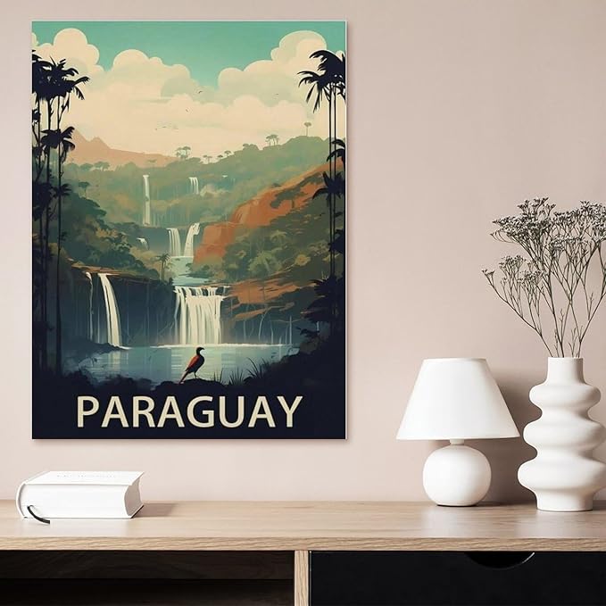 Jigsaw Puzzle 1000 Pieces for Adults，Paraguay Vintage Travel Poster，Teens Boys Girls Puzzles Difficult Thick Sturdy Pieces Challenging Puzzle for Party Games（38x26cm）-BH8