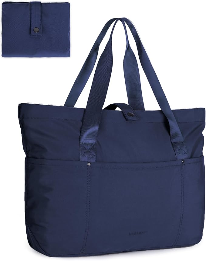 BAGSMART Tote Bag for Women, Foldable Tote Bag With Zipper Travel Large Shoulder Bag Handbag for Work-16.5''l X 6''wx 14''h