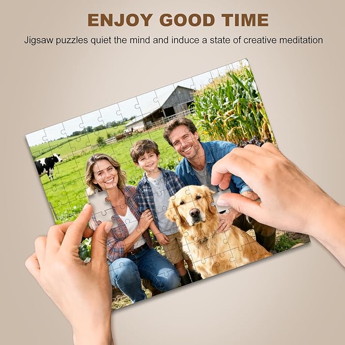 Custom Puzzle from Photos, Personalized Photo Puzzle 35/70/120/500/1000 Pieces with Picture and Text, Personalized Gifts for Couple Family Wedding Kids Pet (35/70/120 PCS-Horizontal)