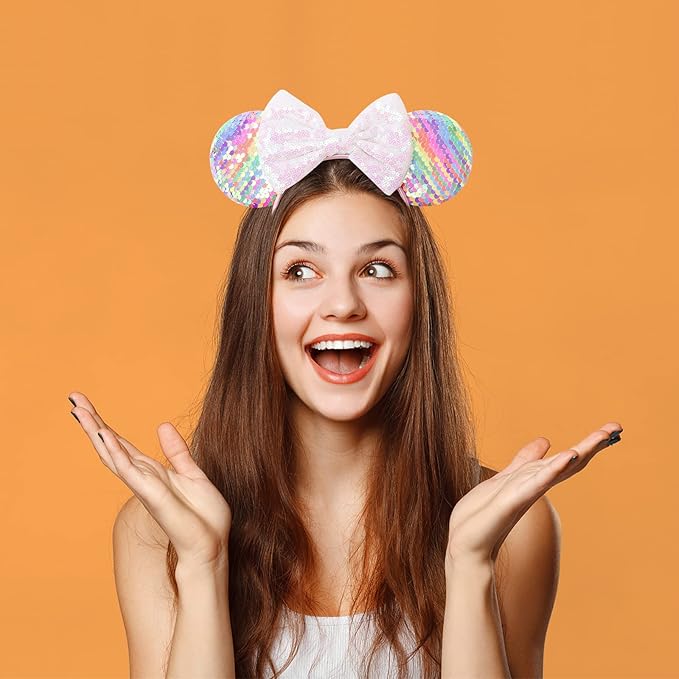 DRESHOW Mouse Ears Bow Headbands Glitter Party Decoration Cosplay Costume for Women