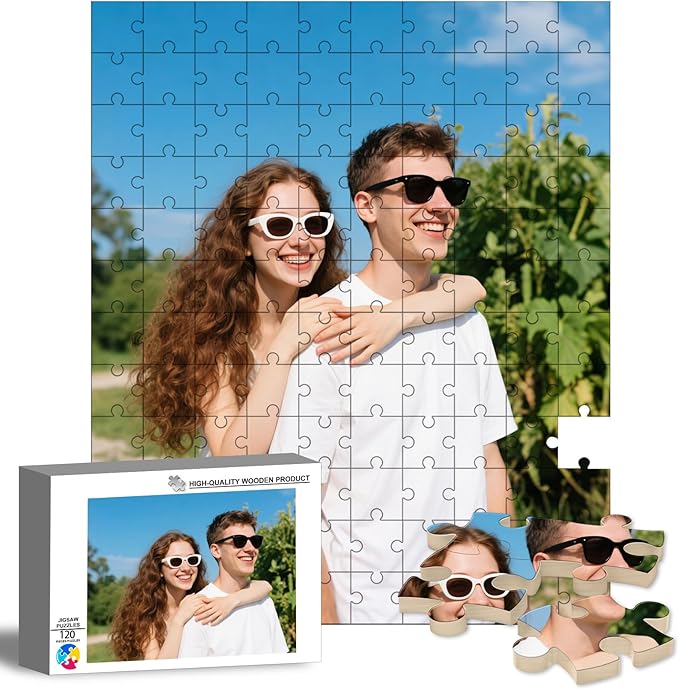 Custom Puzzle from Photos, Personalized Photo Puzzle 35/70/120/500/1000 Pieces with Picture and Text, Personalized Gifts for Couple Family Wedding Kids Pet (35/70/120 PCS-Vertical)