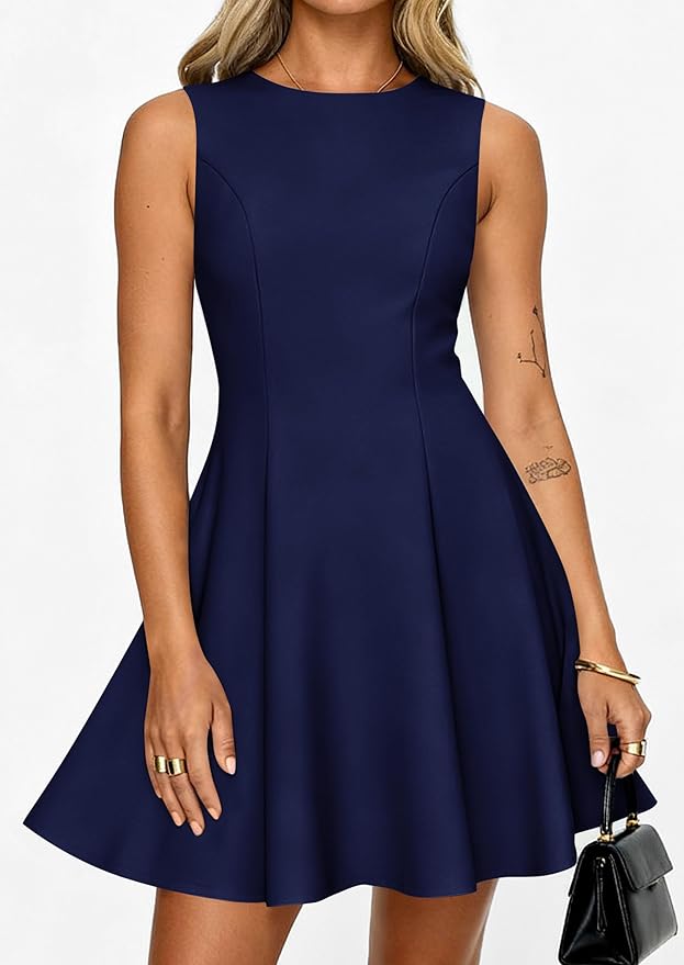 PRETTYGARDEN Summer Dresses for Women 2026 Elegant Sleeveless Boat Neck A Line Spring Formal Cocktail Party Mini Dress