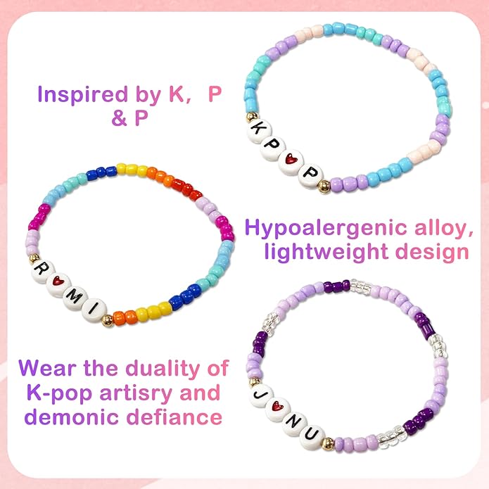 Annymall Korea-Pop Inspired Merch toys Bracelets Sets for Women, Korea-Pop Bracelet Friendship Jewelry, for Huntrix Merchandise for Rumi Mira Zoey Fans Christmas Gifts Cosplay Outfits Decor