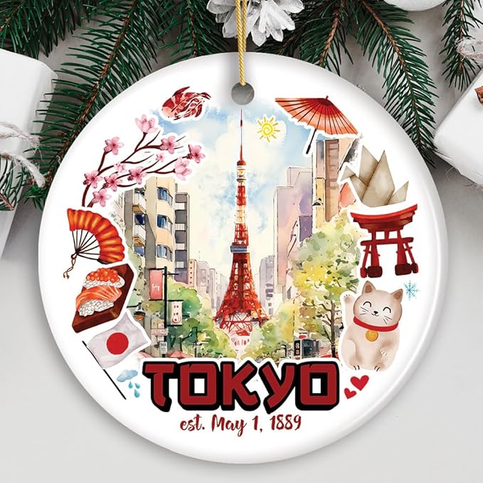 Artistic Tokyo Cultural Heritage Ornament, Japanese Style Timeless Zen Keepsake