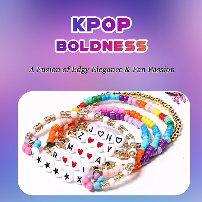 AICase for Korea-Pop Merch Gifts Toys Cosplay Birthday Decorations Bracelets Outfit Costume 6 Pcs Stackable Stretch Beaded Bracelets Merchandise Jewelry Gifts for Fans Women Christmas Stocking