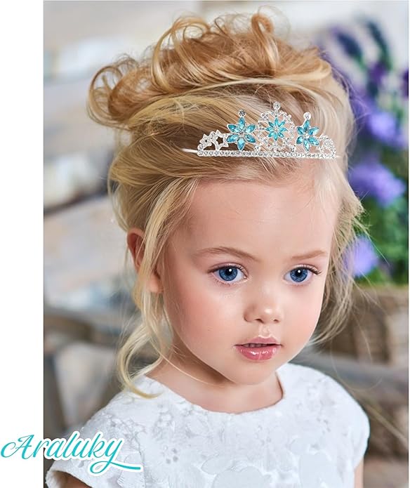 Frozen Elsa Tiaras for Girls Snowflakes Princess Crowns for Girls Sapphire Crystal Tiara and Crown for Women Birthday Girl Crown for Birthday Wedding Pageant Prom Halloween Costume Party