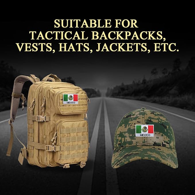 EmWoot 2PCS Mexican Mexico Flag Patch Embroidered Morale Patch Military Tactical Patches Hook and Loop(Mexican 01)
