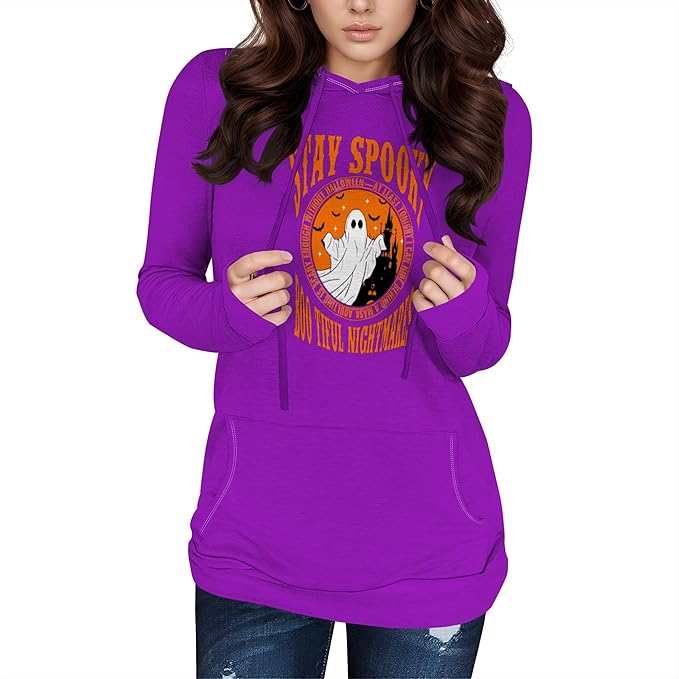 domirica Halloween Womens Pullover Sweatshirts Trendy Drawstring Fall Sweatshirt Halloween Best Gift For Wife And Daughter