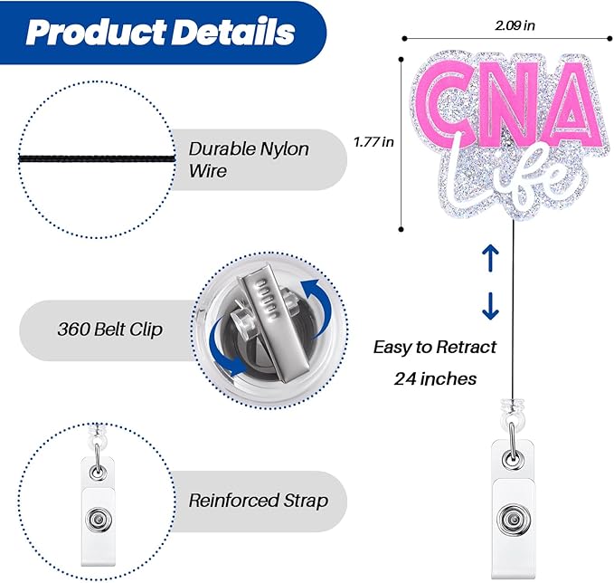 Funny CNA Badge Reel, Cute CNA Life Retractable ID Card Badge Holder, CNA Badge Buddy, CNA Graduation Gifts, Certified Nurse Nursing Assistant Accessories, Nurse Gifts, Medical Worker Badge Clip