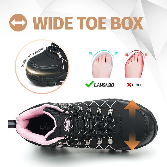 Waterproof Steel Toe Boots for Women Wide Width Non Slip Work Shoes Lightweight Slip Resistant Safety Toe Sneakers Indestructible Construction Composite Toe Footwear