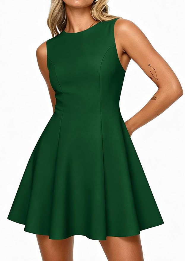 PRETTYGARDEN Summer Dresses for Women 2026 Elegant Sleeveless Boat Neck A Line Spring Formal Cocktail Party Mini Dress