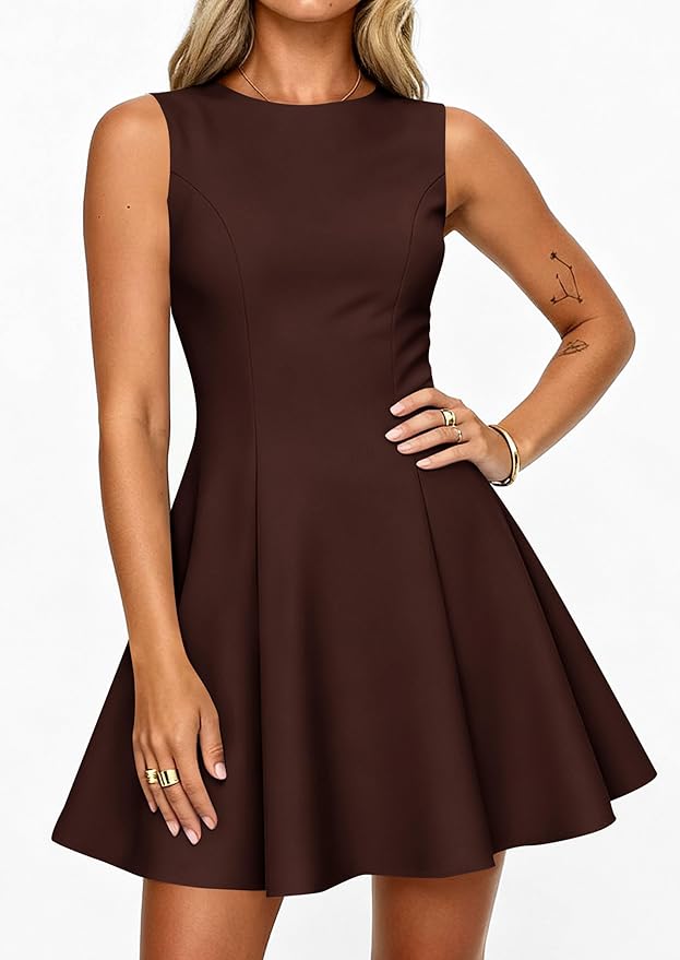 PRETTYGARDEN Summer Dresses for Women 2026 Elegant Sleeveless Boat Neck A Line Spring Formal Cocktail Party Mini Dress