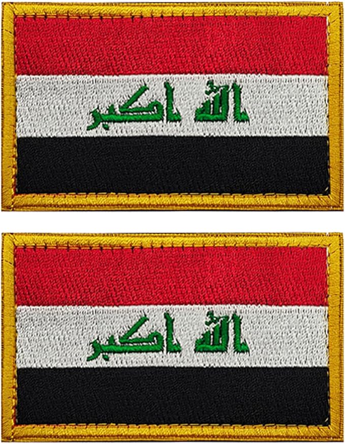 EmWoot 2PCS Iraq Flag Patch Embroidered Morale Patch Military Tactical Patches Hook and Loop
