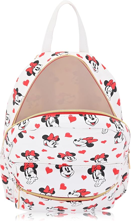 Disney Minnie Mouse Backpack for Women, Men, Boys, Girls, Unisex | Cute PU Leather 10" Minnie Mouse Mini Backpack Purse Shoulder Purse | Minnie Mouse Bag and Minnie Mouse Accessories
