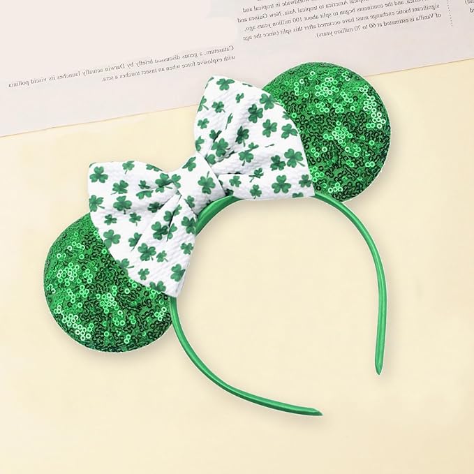 Sequin Mouse Ears Headbands for Women Girls Boys, Glitter Bows Headband for Kids Adults Birthday Party Costume Halloween