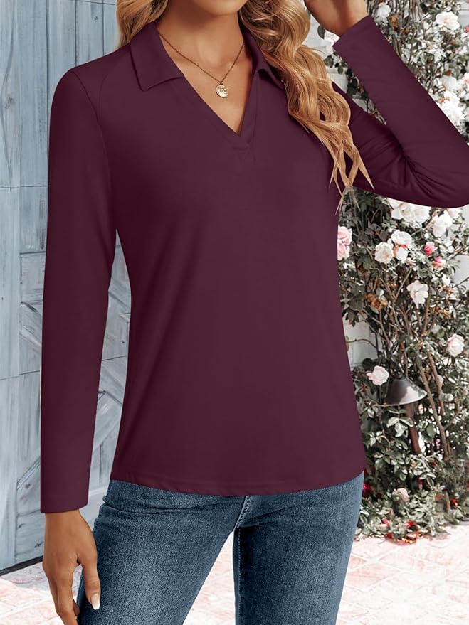 3/4 Length Sleeve Womens Tops Dressy Casual V Neck Polo Shirts Business Work Blouses 2025 Trendy Tunic Top