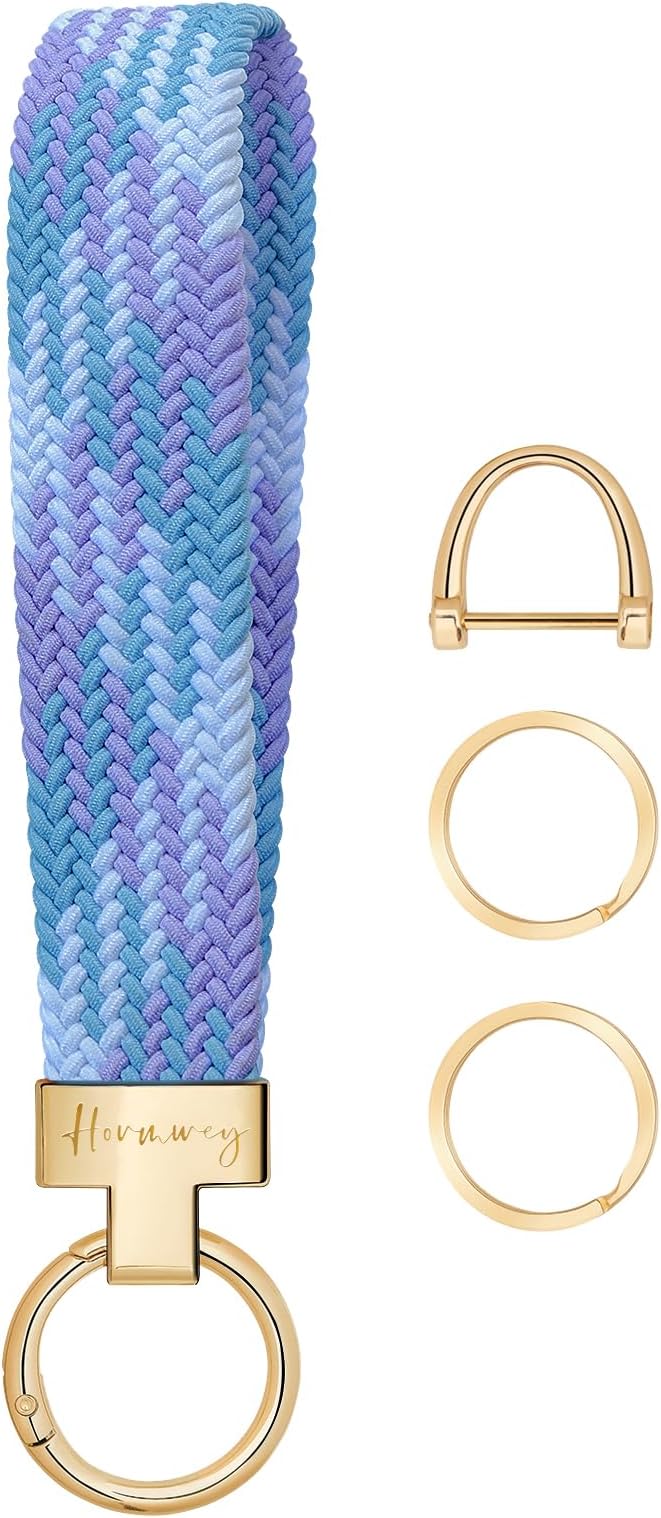 Hovmwey Elastic Wristlet Keychain for Women Men, Cute Car Key Chain, Braided Wrist Strap Lanyard for Keys ID Badges