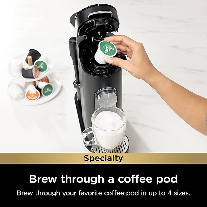 Ninja | Coffee Maker | Single Serve |Brew with Coffee Pods & Grounds| Compatible with K-Cup Coffee Pods | 4 Brew Styles, up to 24oz Cup Sizes & 56oz Removable Reservoir | Black | PB051