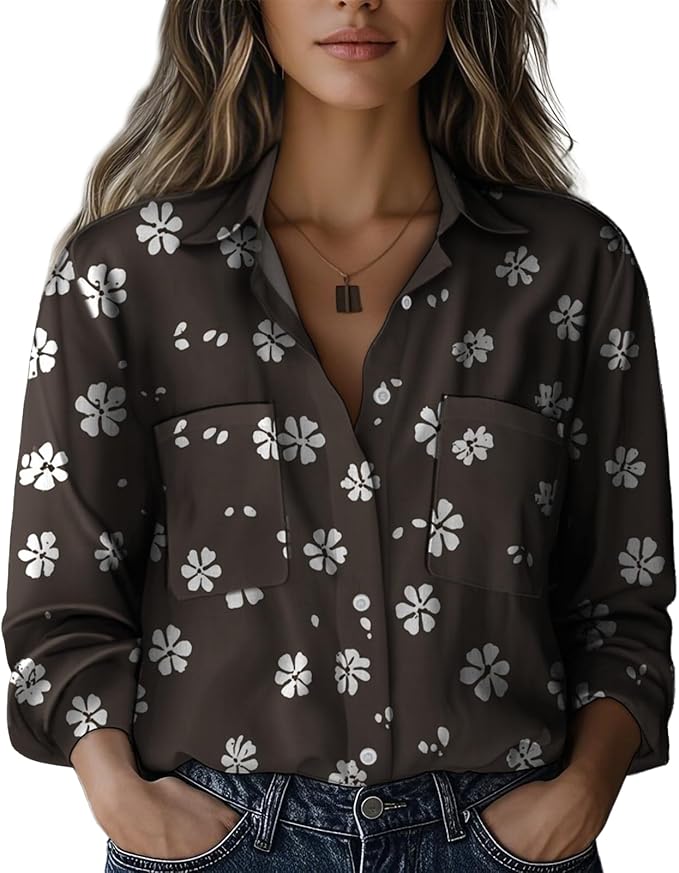 Boho Shirts for Women Vintage Graphic Casual Lightweight Long Sleeve Dressy Gauze V Neck Oversized Beach Top