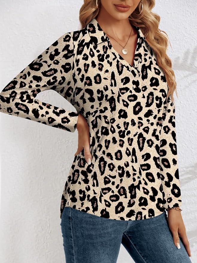3/4 Length Sleeve Womens Tops Dressy Casual V Neck Polo Shirts Business Work Blouses 2025 Trendy Tunic Top