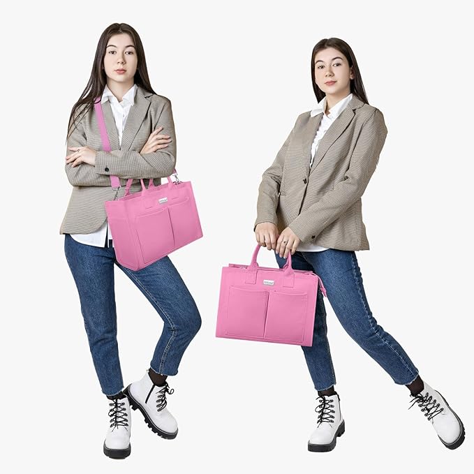 TOPDesign Heavy-Duty Canvas Tote Bag for Women, Adjustable Crossbody/Shoulder Handbag with 9 Pockets, Everything Tote