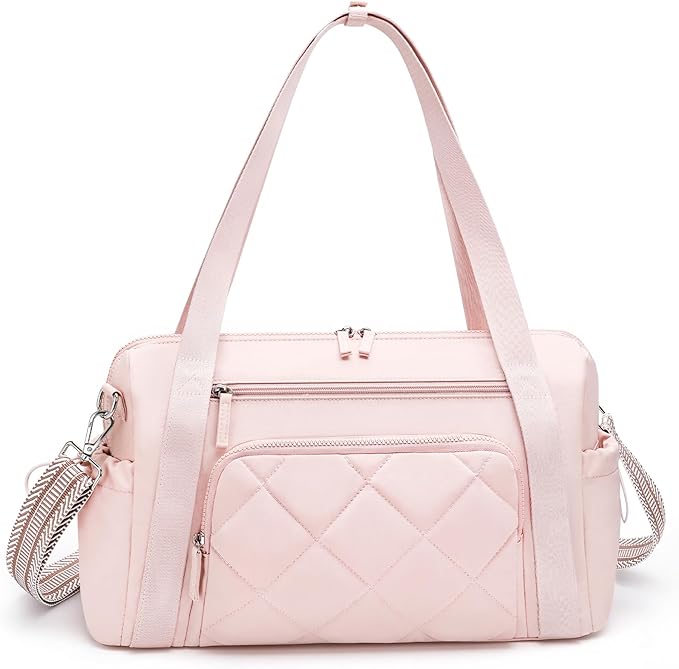 Gym Bag for Women, Duffle Weekender Bags for Travel, Lightweight Weekender Tote with Wet Pocket for Sports, Workout and Dance Pink