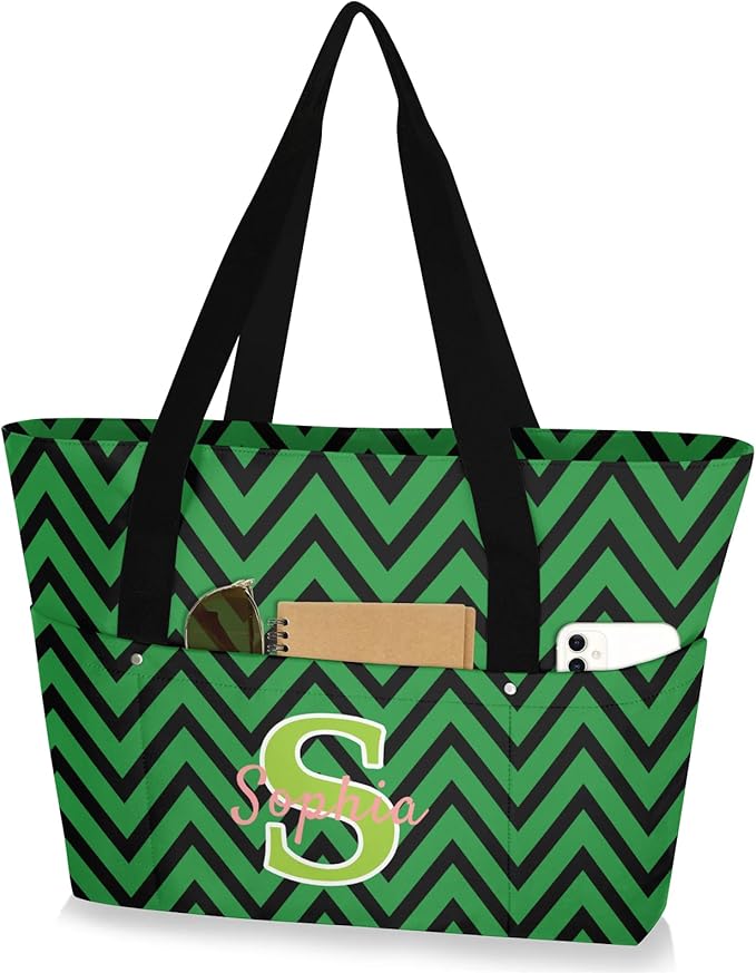 Custom Tote Bag for Women with Name Monogram for Work, Shopping, Travel, Beach