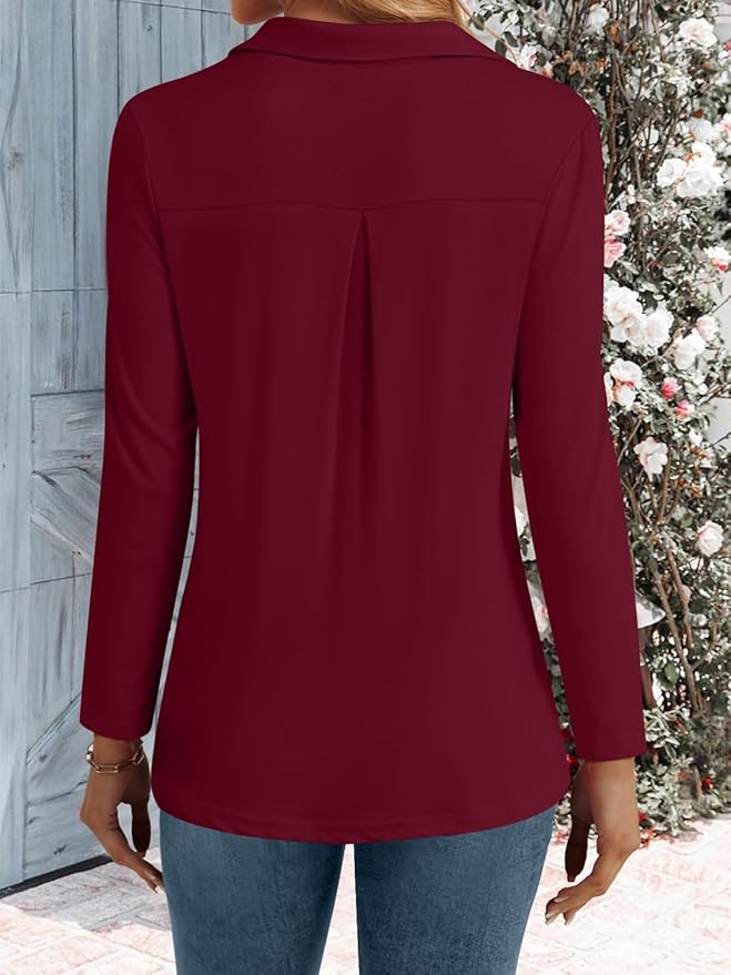 3/4 Length Sleeve Womens Tops Dressy Casual V Neck Polo Shirts Business Work Blouses 2025 Trendy Tunic Top