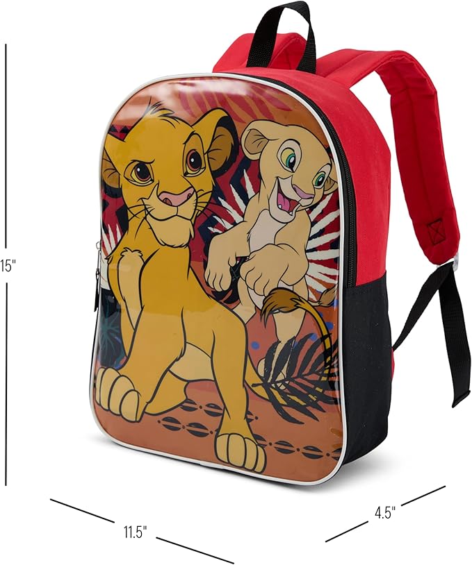 Disney Lion King Backpack for Kids - Cute & Durable Kids Backpack for Boys with Padded Straps & Zip Compartment - Ideal Toddler Bookbag for School & Travel - 15”