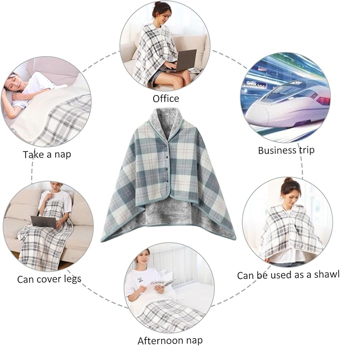 Wearable Blanket Soft Warm Plush Blanket with Buttons Shawl Wraps for Women Men Office Home 31.5x51.2 inch