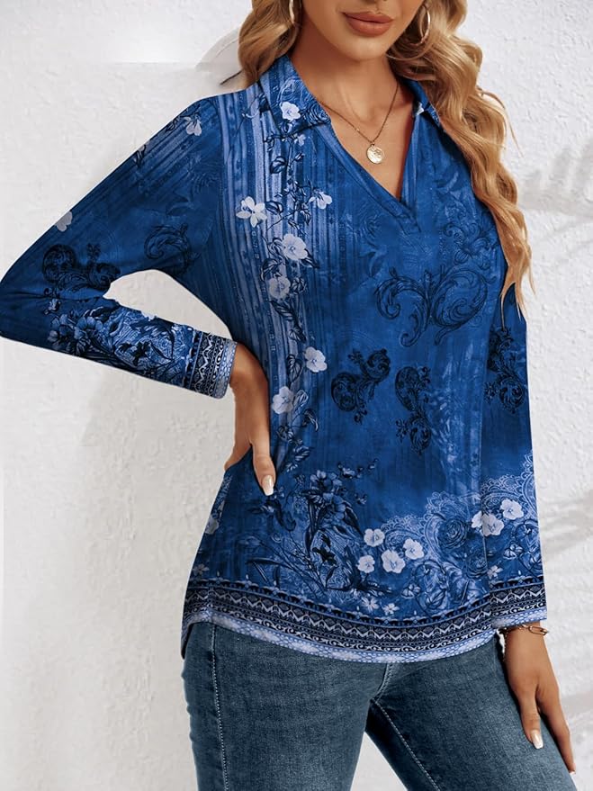 3/4 Length Sleeve Womens Tops Dressy Casual V Neck Polo Shirts Business Work Blouses 2025 Trendy Tunic Top