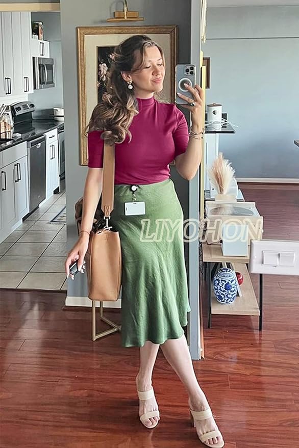 LIYOHON Womens Tops Dressy Casual Mock Turtleneck Business Short Sleeve T Shirts Going Out Tops 2026