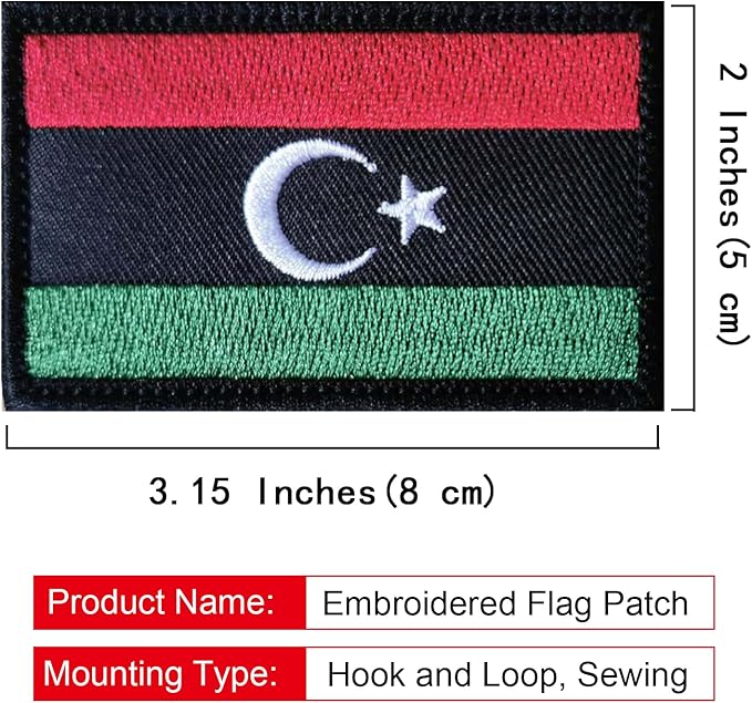 EmWoot 2PCS Libya Flag Patch Embroidered Morale Patch Military Tactical Patches Hook and Loop