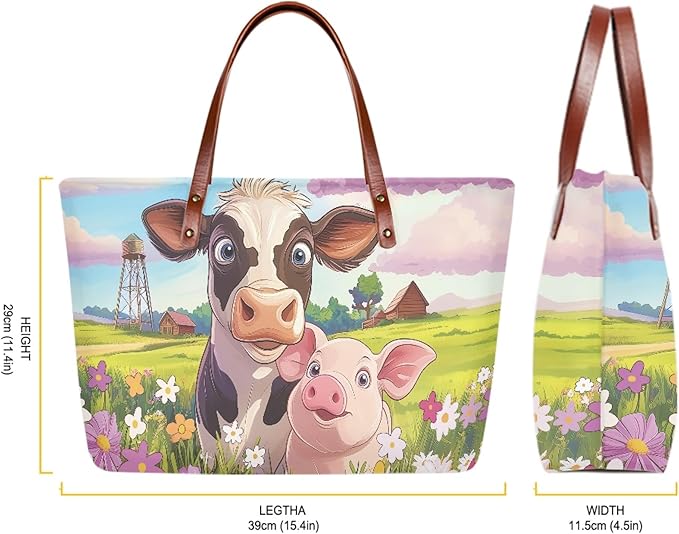 Womens Zip Up Tote Handbag Daisy Print Large Capacity Tote Purse Handbag Big Tote Bag Purse For Work Laptop