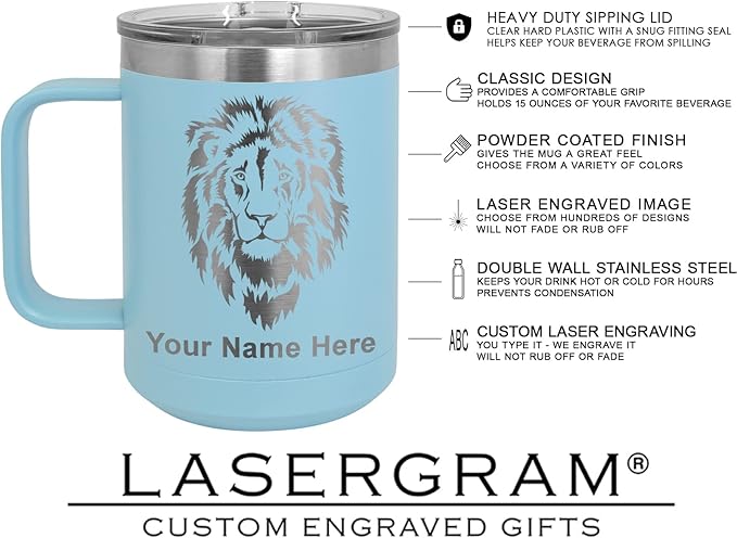 LaserGram 15oz Vacuum Insulated Coffee Mug, CNA Certified Nurse Assistant, Personalized Engraving Included (Light Blue)