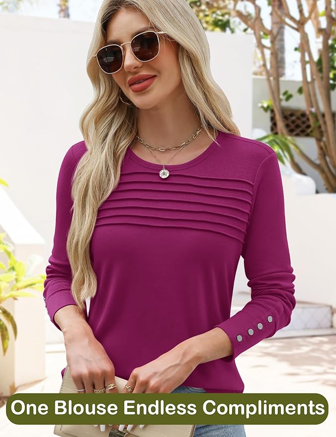 Blouses for Women Dressy Casual Long Sleeve Fall Fashion Tops Trendy Outfits for Work Office Shirts Thicker Clothes